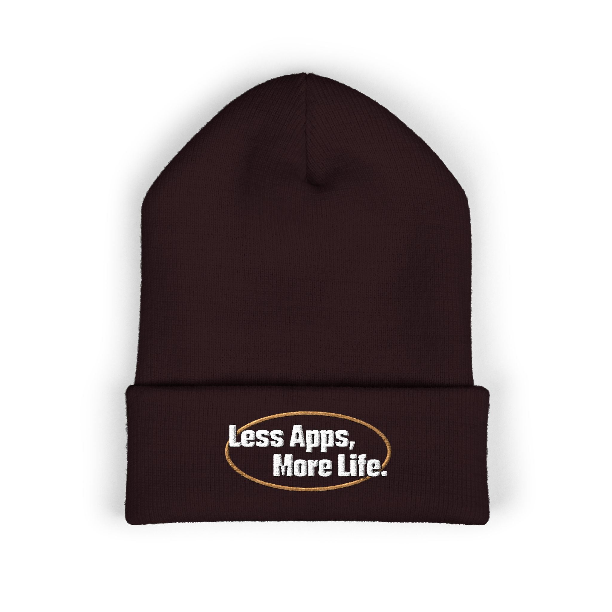 Less Apps, More Life. Classic Cuffed Beanie